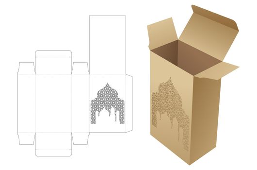 Arabic pattern box die cut template and 3D mockup