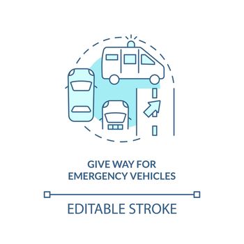 Give way for emergency vehicles turquoise concept icon
