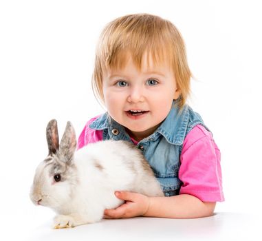 baby with rabbit