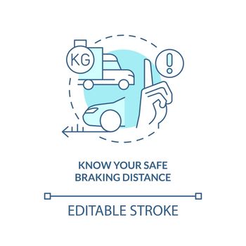 Know your safe braking distance turquoise concept icon
