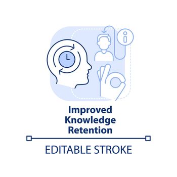 Improved knowledge retention light blue concept icon