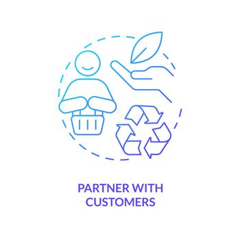 Partner with customers blue gradient concept icon