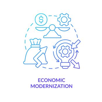 Economic modernization blue gradient concept icon