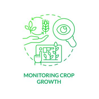 Monitoring crop growth green gradient concept icon