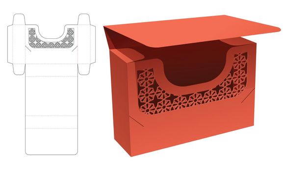 Flip packaging and locked points with hidden stenciled pattern die cut template and 3D mockup