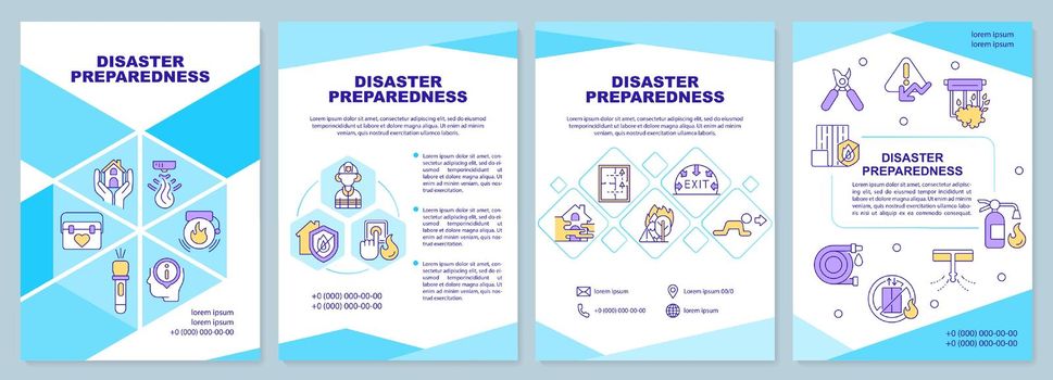 Disaster and accident preparedness cyan brochure template