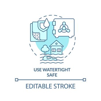 Use watertight safe turquoise concept icon