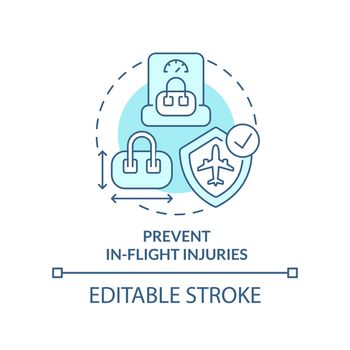 Prevent in-flight injuries turquoise concept icon