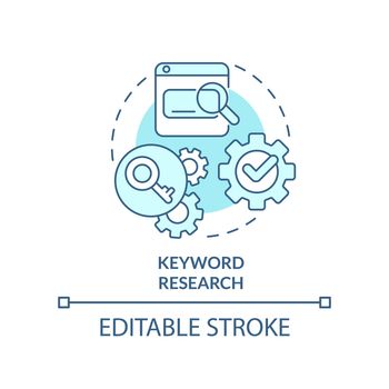 Keyword research turquoise concept icon