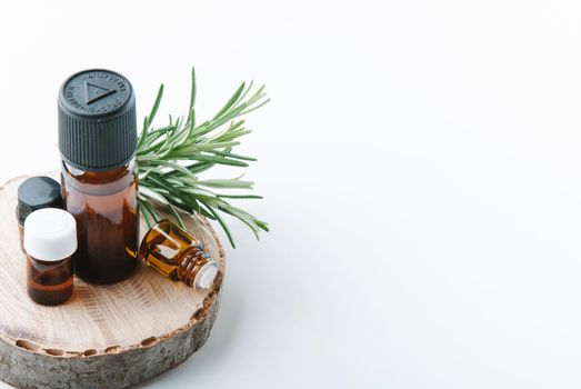 rosemary essential oil with space for text