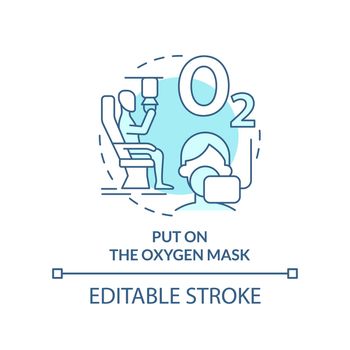 Put on oxygen mask turquoise concept icon
