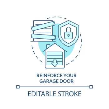 Reinforce garage door turquoise concept icon
