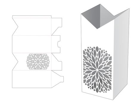 Stationery tall box with stenciled mandala die cut template