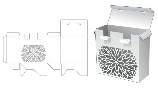 2 locked points box with stenciled mandala die cut template