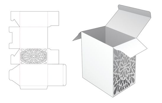 cardboard box with stenciled mandala die cut template