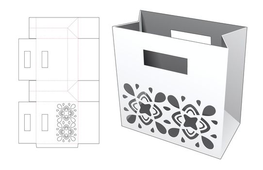 Shopping bag with mandala stencil die cut template and 3D mockup