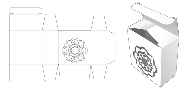 Box with mandala shaped window die cut template