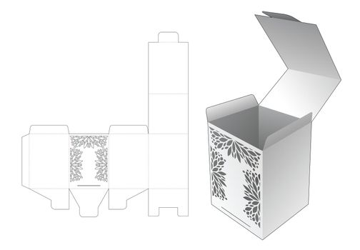 Flip box with hidden stenciled mandala die cut template and 3D mockup