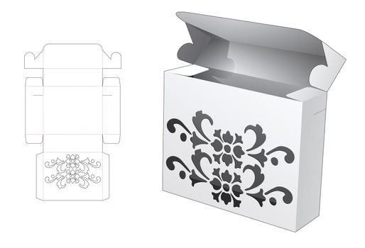 Packaging box with stenciled luxury die cut template and 3D mockup