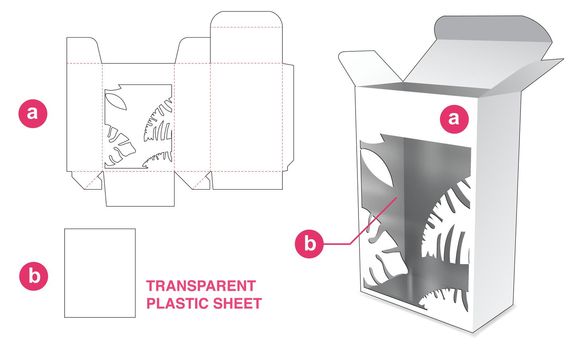 Cardboard packaging with jungle window and plastic sheet die cut template