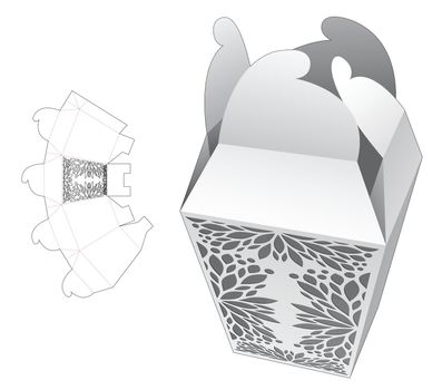 Wheel lock packaging with stenciled pattern die cut template and 3D mockup