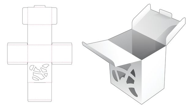 2 flips packaging box and locked point with abstract window die cut template