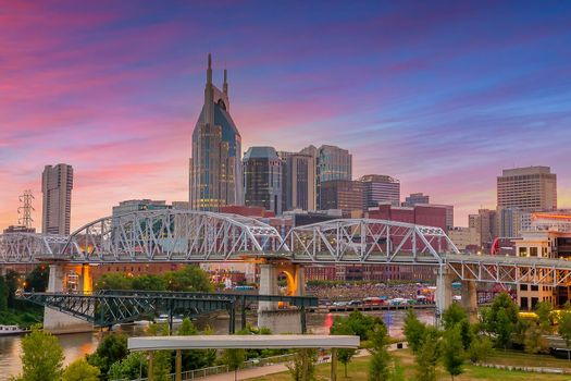 Nashville downtown city skyline cityscape of  Tennessee