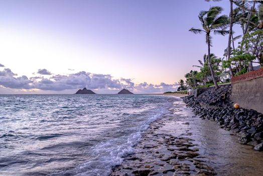 pacific ocean sunrise at lanikai beach oahu hawaii