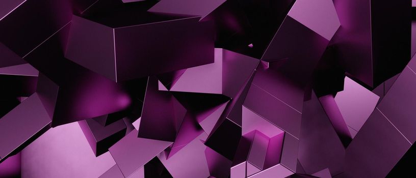 Abstract Luxurious Geometric Chaos Purple Violet Banner Background Wallpaper 3D Illustration