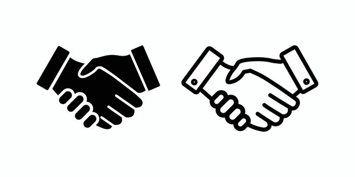 Business handshake set contract agreement flat vector icon for apps and websites