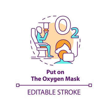 Put on oxygen mask concept icon