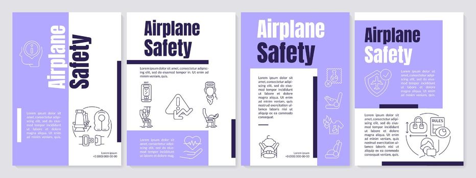 Flight safety procedures purple brochure template
