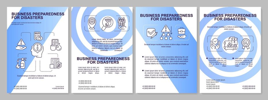 Business preparedness for emergency blue gradient brochure template