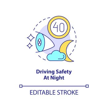 Driving safety at night concept icon
