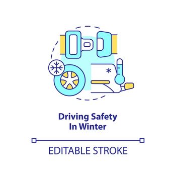 Driving safety in winter concept icon