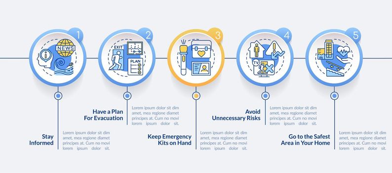 Emergency preparedness tips circle infographic template