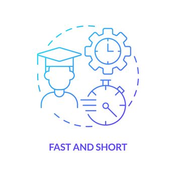 Fast and short blue gradient concept icon