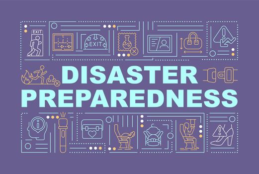 Emergency preparedness word concepts purple banner