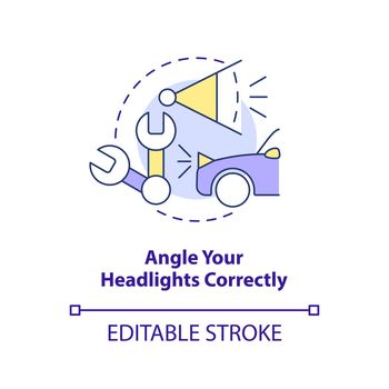 Angle your headlights correctly concept icon