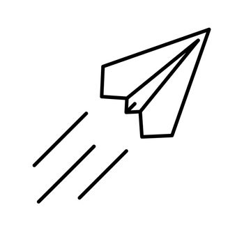 Paper plane icon. Airplane linear icon. Black paper airplane sign.