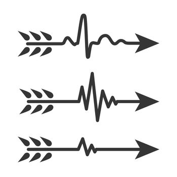 Set of Arrows with Heartbeat symbol. Vector illustration.