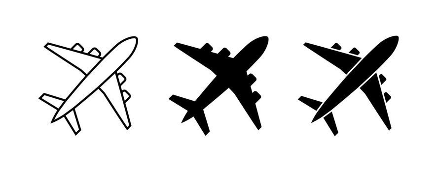 Plane icon set, airplane symbol in flat style
