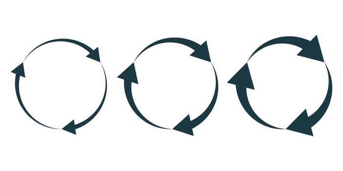 Set of black circular arrows. Vector illustration.