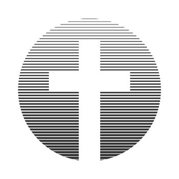 Christian cross icon. Linear christian logo.