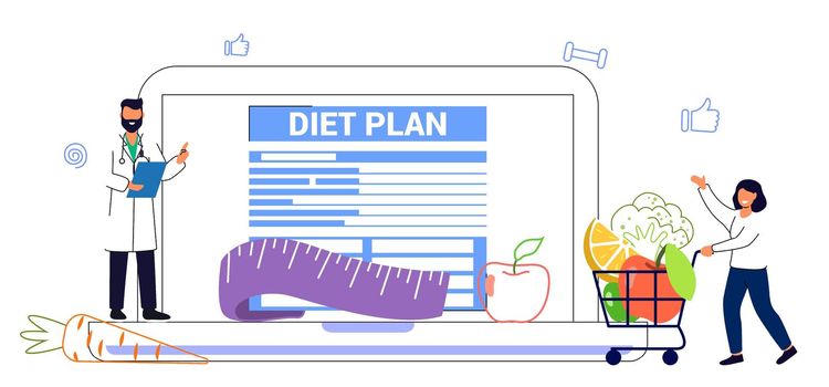 Nutritionist concept Diet plan Weight loss program Online medical consultation