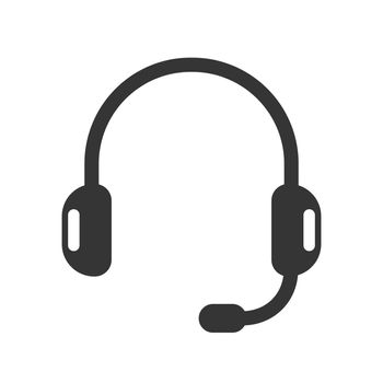 Vector Headphones icon. Headphones with microphone isolated