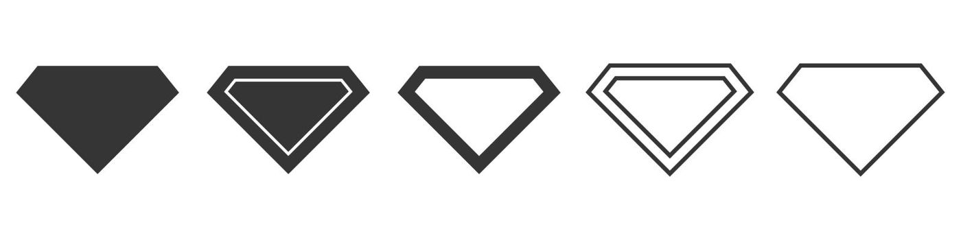 Set of diamond icons. Black vector illustration