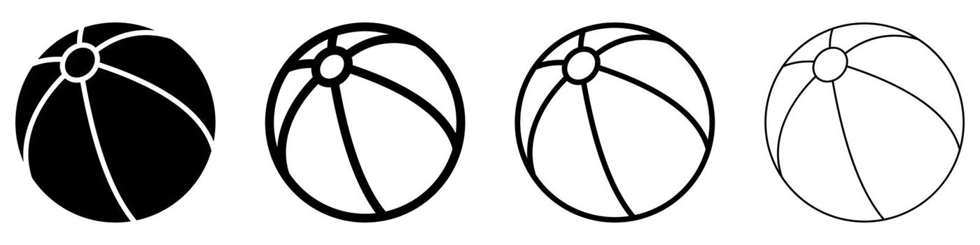 Beach ball icons set. Beach ball isolated icon. Black ball symbols.