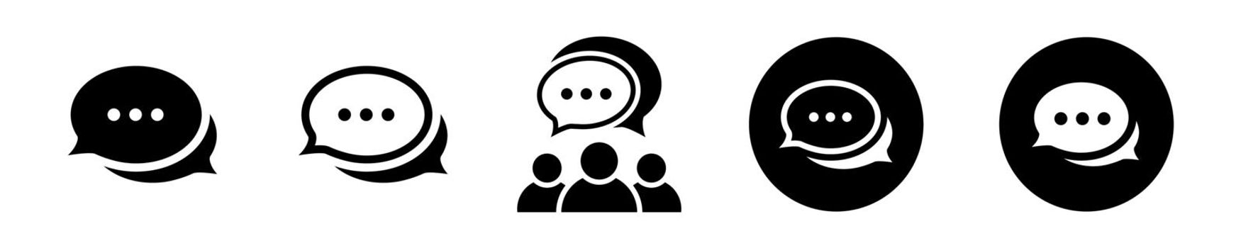 Talk bubble icon set in flat Speech bubble symbols