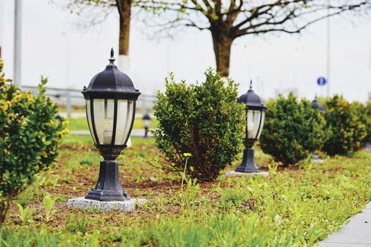 Street lighting. A simple lantern with an antique lamp